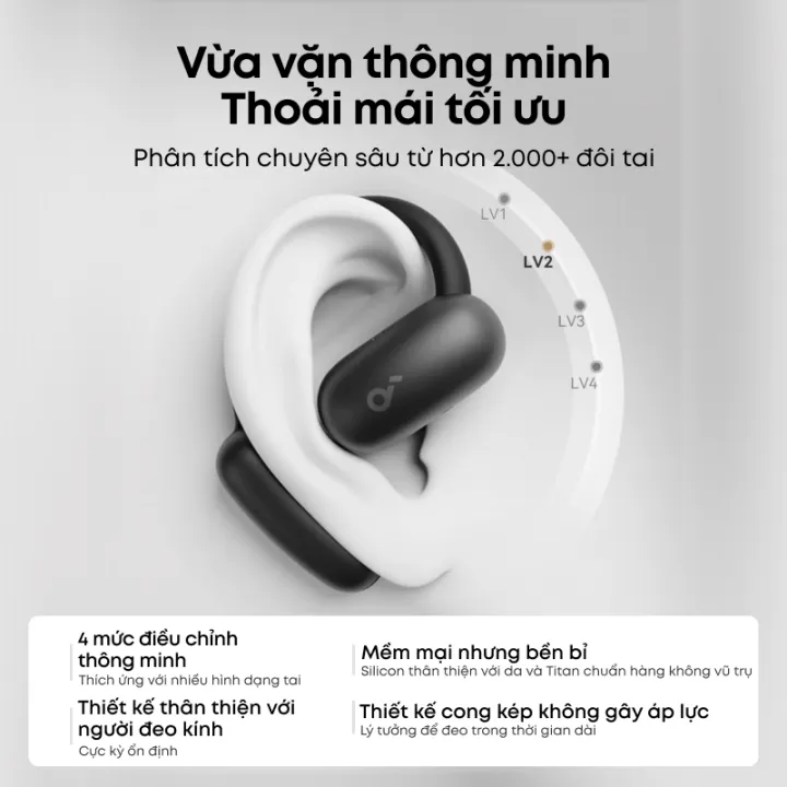 Tai Nghe Bluetooth Kẹp Tai Anker soundcore AeroFit 2, Âm Thanh Hi-Res, Đeo Êm, Điều Chỉnh Linh Hoạt | BigBuy360 - bigbuy360.vn