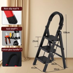 REAIM Foldable Ladder 3/4/5/6/7/8 Step Aluminum Heavy Duty Portable Step Ladder Non-Slip Safety Household Ladde