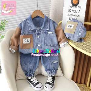 SETELAN ANAK LAKI LAKI DAN PEREMPUAN USIA 1-5 TAHUN SETELAN KEMEJA DENIM ANAK LAKI LAKI BAJU ANAK LAKI LAKI IMPORT PAKAIAN ANAK COWOK PREMIUM