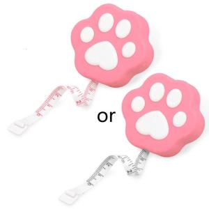 Portable Cartoon Body Measure Tape Lovely Kitten Paw-like Measuring Tape with Lock Pin/Push Button Mini Measuring Tape