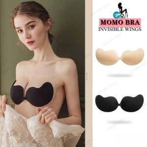 MOMO Strapless Gather Silicone Bra Breathable Mango Shape Self-Adhesive Reusable Invisible Push Up Bra Breast Pad Bra for Women
