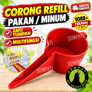 SEMPATI Corong Refill Pakan Minum Burung Hewan Alat Isi Ulang Cepuk Dari Luar Sangkar Anti Tumpah Praktis Wadah Tuang Makanan Minuman Burung Kucing Anjing Sugar Glider Minyak Gula Curah Multifungsi