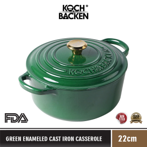 KOCH&BACKEN Enamel Cast Iron Casserole 24cm - Wajan Panci Besi Cor Anti Lengket