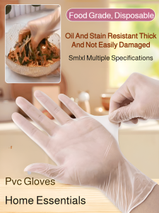 ถุงมือครัว ปลอดสารพิษและไม่มีกลิ่น ถุงมือพลาสติก สัมผัสนุ่ม โปร่งใส เกรดอาหารไม่ติด ป้องกันการติด