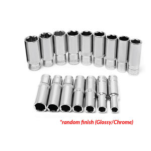 16PCS 8-24MM Long Box Deep Socket Impact Driver Torque Wrench Heavy Duty 6 Point Hexagonal CR-V Socket Automotive Tool