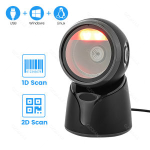 GZQIANJI 1D 2D Platform Desktop Barcode Scanner Automatic Sensing Scan Omnidirectional Hands-Free QR Code Scan Reader for Cashier Restaurant Supermarket Bookstore POS Compatibility Linux Android Windows Mobile iOS MAC