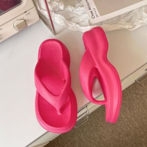[Free Shipping] Womens EVA Wedge Flip-Flops for Summer Outdoor Travel and Beach Thick-Soled Fluorescent Green
