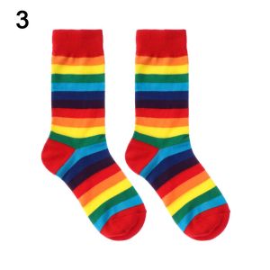 CHROME RECOVER73CH1 Fashion Elasticity Sweat Sports Casual Retro Harajuku Long Sock Rainbow Striped Cotton Socks
