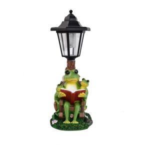 K0Y9VB4G Resin Frog Statue Solar Light Lifelike Weatherproof Solar Frog Lamp Lantern Decorative Frog Plant Pot Light Outdoor Decor