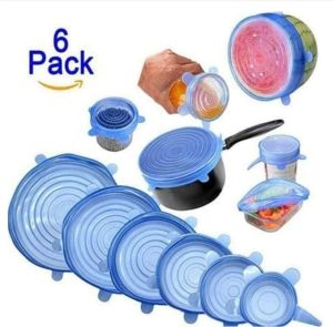 PENUTUP MAKANAN SILIKON (1 Set isi 6 pcs) / Karet Pembungkus Makanan / Wadah Pembungkus / Food Cover