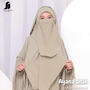 Afhadahijrah - Gamis anak perempuan set cadar Ayana Hoodie crinkle air flow sage baju dan kerudung instan syari free niqab