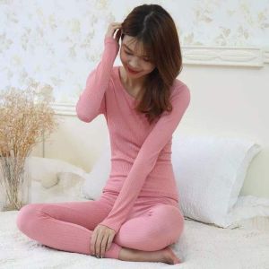 YOCKY Simple Soft Warmer Plush Degree Constant Temperature Thread Winter Long Pants Round Neck Long Johns Thermal Underwear Sets Womens Intimates Top Pants Set