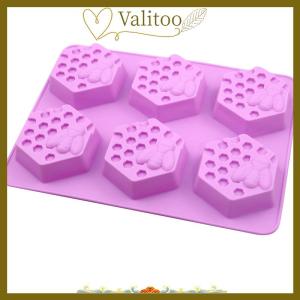 [Valitoo] 3D Handmade Soap Silicone Mold 6-Piece Bee Shape Silicone Mold DIY Handmade Soap Mold Homemade Honeycomb DIY Cake Mold