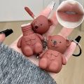 Bear Matte Lip Mud Velvet Grey Pink Keychain Lipstick Waterproof Lasting Lip Glaze Cosmetics Lip Gloss. 