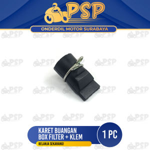 Karet Buangan Box Filter + Klem (Hitam) - Selang Tutup Saluran Pembuangan Filter Udara Matic Honda