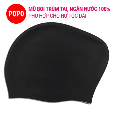 Nón bơi silicone trùm tai trùm tóc cho nữ có tóc dài POPO Collection CA45