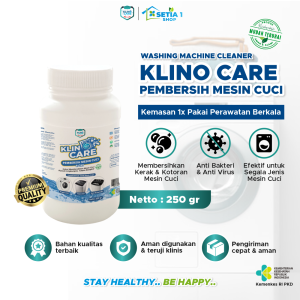 Pembersih Mesin Cuci KLINO CARE 250 Gram Washing Machine Cleaner Penghilang Kerak Kotoran Lumut Bebas Bakteri Bau Anti Kuman Izin Kemenkes RI Ramah Lingkungan