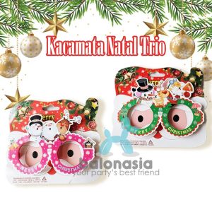 [PAKET USAHA] Balonasia Christmas kacamata natal santa bear snowman pohon (ISI 12)