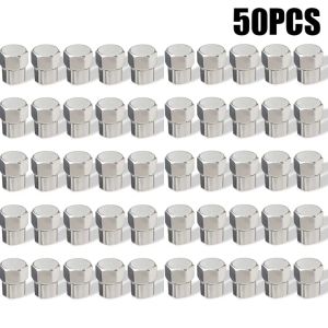 50Pcs Car Tire Valve Caps Flat Head Universal Chrome Plating Dust Proof Cover Auto Motorcycles Bike Tyre Valve Cap Decoration