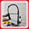Keran Pantry Kran Dapur Cuci Piring Fleksibel Hitam Matte Panas dan Dingin SUS 304 Keran Air 1/2 Inch Keran Angsa Fleksibel Kepala Besar. 
