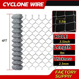 Heavy Duty Cyclone Wire Fence Roll Hot Dipped Galvanized Chain Link Mesh Sport Field Garden Bakod