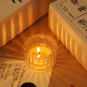 Glass Candle Holder Home Decor Round Transparent Clear Candle Cups for Wedding Glass Candle Holder Clear Tealight Cup Wedding Table Decor Transparent Glass Candle Cup Home Dining Ornament Party Decoration Round Glass Candle Holder