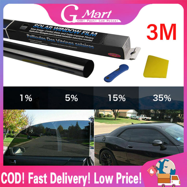 1Roll 50CMx3m Black Car Window Tint Film Glass Sticker VLT 150 Sun