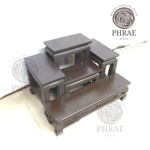 PHRAE WOOD  โต๊ะหมู่บูชาไม้สักแท้ หมู่ 5 หน้า 4 (ตัวลูก) สีโอ๊ค กว้าง 30 ซม. ยาว 40 ซม. สูง 26 ซม.