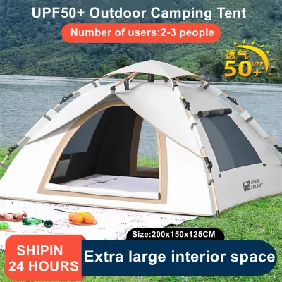 UPF50+ Outdoor Camping Tent Automatic Thickened Quick Open Beach Camping Shelter Waterproof Sun Protection Field for Family