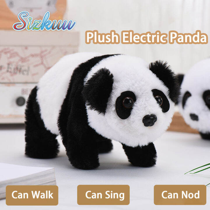 (2022 New)Sizkuu Electronic Simulation Robot Panda Mother & Baby Panda Doll Smart Walking Yelling Nodding Electric Plush Toy  Robot Panda Child Toy Panda for Kid Birthday Gift Present