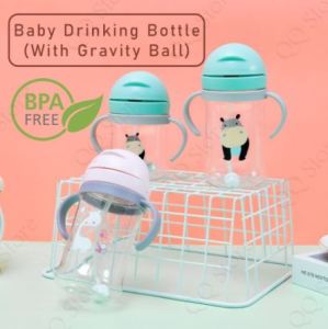 QQ Drinking Bottle Baby Children Learning Cup with Gravity Ball Straw Handle Strap Bottle Botol Air Kanak Kanak Bayi Botol Minum Budak [C07]