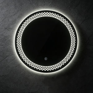 Round LED Bathroom Mirror 40CM 50CM Wall Mounted Smart Touch Control Lighted Vanity Makeup MirrorWaterproof Explosion‑Proof Tempered Glass Anti‑Fog Decor Mirror for Bathroom Bedroom Dressing Room Hotel ToiletSoft LED Lighting Touch Power Switch