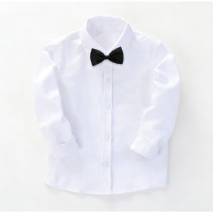 1-12 Years Old Long Sleeve for Kids Boy Formal Top Plain White Shirt Cotton Polo for Kid Boy School Uniform Birthday Wedding Party Attire
