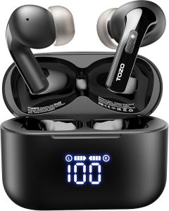 TOZO T20 Wireless Earbuds Bluetooth Headphones 48.5 Hrs Playtime with LED Digital Display IPX8 Waterproof Dual Mic Call Noise Cancelling 10mm Broad Range Speakers with Wireless Charging Case