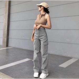 Celana Highwaist Cargo Jeans Wanita Celana Panjang