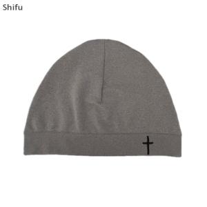 [ShiFu] Chữ Thập Thêu Cap Beanie Mềm Mại Thoáng Khí Căng Ấm Dệt Kim Hat Cho Nam Giới Phụ Nữ Giản Dị Thời Trang Phố Du Lịch Ngoài Trời