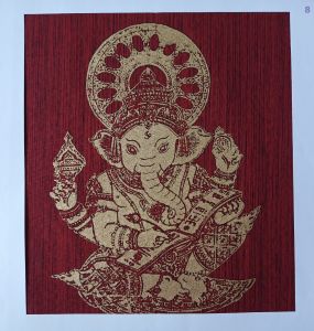 ภาพพิมพ์ศิลปะไทยงดงามบนผ้า No.6 - พุทธศิลป์แห่งความสงบสุขสำหรับบ้านคุณ