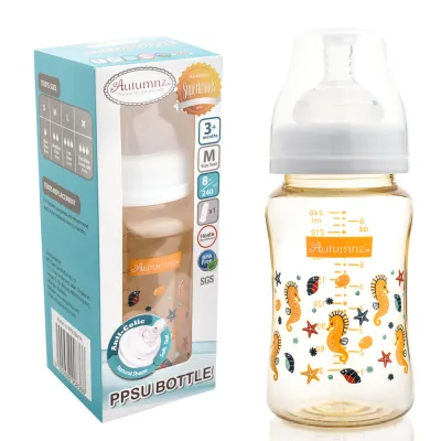 SUPERBRAND AWARD Autumnz PPSU Wide Neck Feeding Bottles *Single/Twin (4oz/6oz/8oz/10oz)* l Autumnz Soft Silicone Teat Flow (SLOW / MEDIUM / FAST / X-CUT flow *2pcs/Pack*