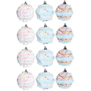 HOUCHU 12Pcs Foam Christmas Balls Pendant Ornaments Macaron Color 6cm Hanging Balls for Christmas Tree Xmas Baubles Flocking Christmas Spheres Pendant for Home