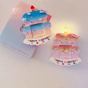 SIRENXI Phim hoạt hình Hộp đựng thiệp chúc mừng Sáng tạo Ghi âm Quà sinh nhật Quà tặng ngày Valentine Tự làm Thiệp bánh kem Dập nổi trang trí