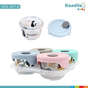 KANDILA BABY PRINTED GLASS FOOD CONTAINER with SILICONE CAP/KDL 027-8/ Wadah MPASi Anak / TEMPAT MAKAN/ WADAH PENYIMPANAN MPASI / WADAH SERBAGUNA / TEMPAT MAKAN SERBAGUNA BAHAN KACA / WADAH MAKANAN SEREBAGUNA