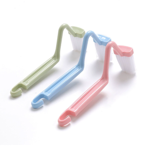 S Shaped Toilet Brush Tool 3 Color Combination Ergonomic Design For Hard To Reach Corners Plastic Bathroom Cleaning Tool