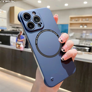 NORVIK Luxury Magsafe Wireless Charging Case Borderless Ultra Thin TPU Hard Cover for Vivo V27 V27e X90 iQOO 11 V25 X80 V23 V23e X70 Pro 4G 5G Candy Solid Colors Phone Case I38-1