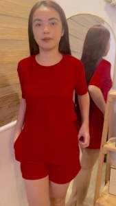 FPP SELENA Semi Crop Top and Shorts Terno Coords Bark Crepe For Women