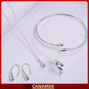 Miễn phí vận chuyển✨ 4Pcs Thời Trang Teardrop Trang Sức Set Cho Phụ Nữ Đơn Giản Nhẫn Vòng Cổ Vòng Tay Bông Tai Set Cho Tiệc Cưới Trang Sức