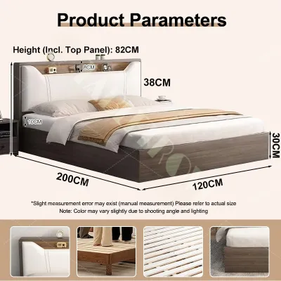 TABLETROVE Soid Wood Bed Frame With Headboard Queen/Super Single/King Solid Wood Bed Frame