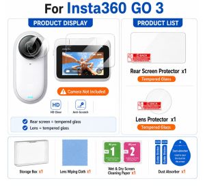 【SG】Insta360 Go 3 3s GO Ultra Screen Protector Tempered Glass + Camera Lens Soft Hydrogel Protective Film Screen