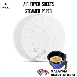 100Pcs Air Fryer Sheets Steamer Paper 9 Inch Parchment Paper Non-Stick Liner Baking Paper Mat | Kertas Pengukus | 空气炸锅蒸锅纸内衬烧烤羊皮纸不粘烤油纸