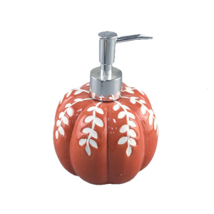 Halloween Pumpkin-Shaped Soap Dispenser Ceramic Automatic Liquid Soap Dispenser with 460mL Capacity and Leak-Proof Design Holiday Theme Decor for Bathroom and Kitchen