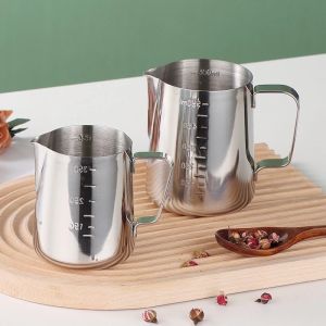 Milk Pitcher 350Ml 600Ml With Scale Coffee Latte Serving Pitcher Stainless Steel